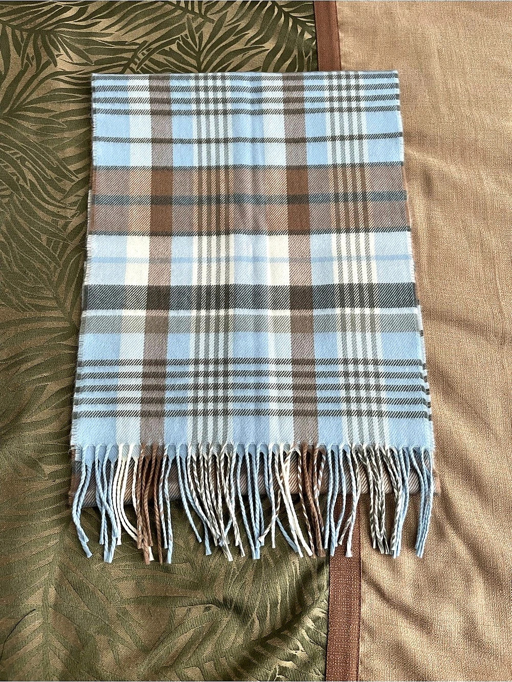 Plaid Scarf in Blue & Brown Like New
